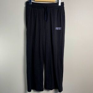 PUMA Women's Black Ribbed High Waist Modern Basics Wide Leg Pant‎ Size Small